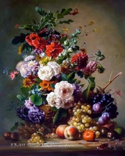Flower Grape Still Life Oil painting Wall art Giclee Printed on canvas P117