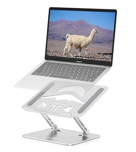 Adjustable Foldable Ergonomic Silver Laptop Stand for Desk-image