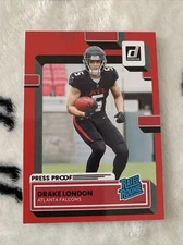 Drake London 2022 Panini Donruss #307 Rated Rookie Press Proof Red (RC) Atlanta