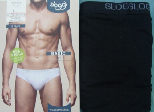 SLOGGI BASIC MINI UOMO MEN SLIP MUTANDA COTONE DOPPIA SINGOLA Bianco Nero Grigio - Foto 6 di 9