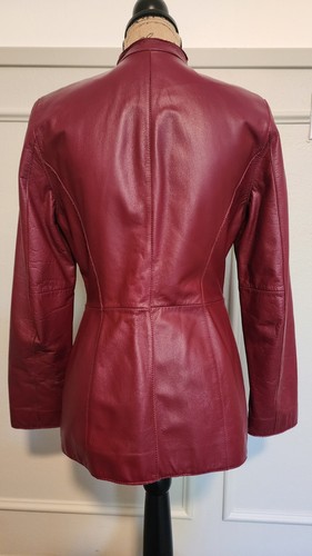 Classiques Entier Woman's Red Leather Jacket Coat Size 4 - Picture 5 of 7