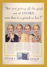 1933 Ivory Soap Vintage Print Ad Bathroom Laundry Room Decor