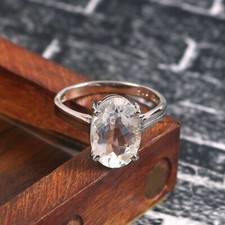 Natural Rock Crystal Ring Clear Quartz Stacking Handmade 925 Sterling Silver