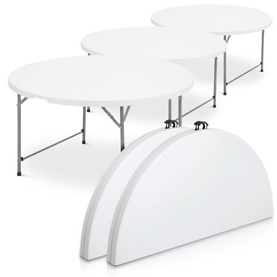 5 Pack White [4.5 FT ROUND FOLDABLE TABLE] Outdoor Camping Picnic Desk w/Handle