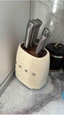SMEG 7-piece kitchen knife set, 6 stainless steel knives and stand