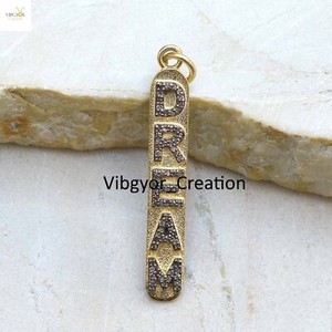 Authentic DREAM Initial Natural Diamond Pendant 925 Silver Gold Vermeil Alphabet Charm