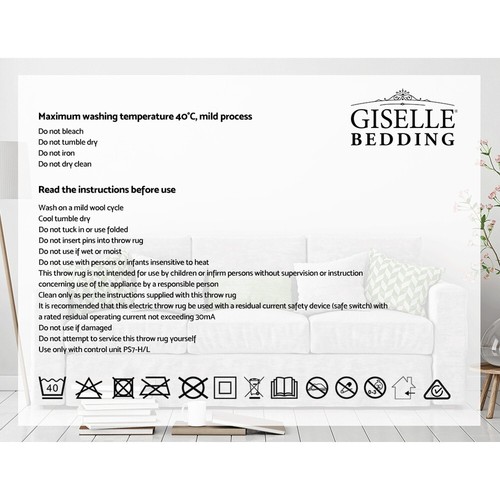 Giselle Electric Throw Rug Heated Blanket Washable Fleece Winter Warming Colour - Picture 30 of 62