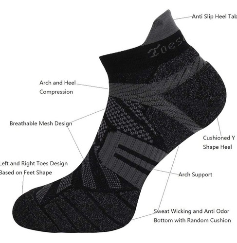 Toes&Feet Men's 2-Pack Grey Anti Odour Quick Dry Cushioned Compression Socks-S - Picture 2 of 13
