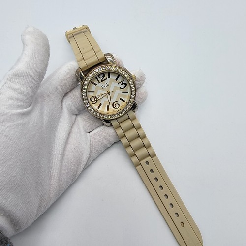 Orologio BKE Donna 43mm Lunetta Strass Cinturino Silicone Beige, Batteria Nuova* - Foto 17 di 18