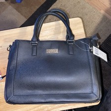 BCBG PARIS Black Medium 14"X9" Double Handle Crossbody Satchel Handbag Purse