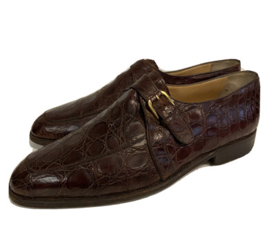 LUXURY $1795 MORESCHI FULL ALLIGATOR 8.5 M Brown Monk Strap Exotic