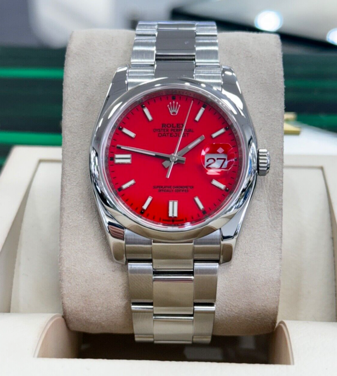 Rolex Datejust 116200 Oyster Stainless Steel CUSTOM RED Dial Watch