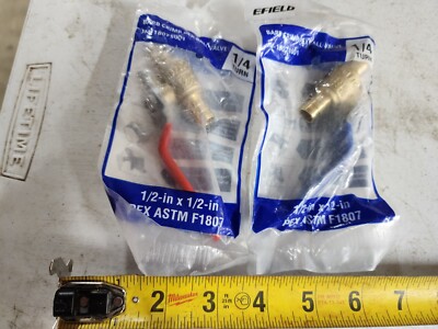 Set of 2) 1/2'' PEX-A Barb Brass Hot & Cold Ball Valve 1/4 Turn EField JM18071001