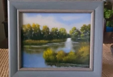 Marsh by the River, original oil painting, 8"x10" plus frame.