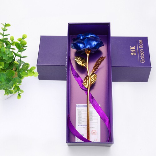 Set 24K vergoldet Rose Blume Muttertag Geburtstag romantisches Geschenk + Band & Box - Bild 17 von 32