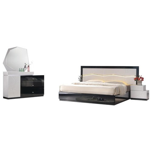 Luxurious 6PC Queen Size Bedroom Set, LED Lacquer Finish Modern Furniture Set - Picture 13 of 13
