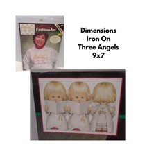 Christmas Iron On Transfer Dimensions Fashion Art Three Angels 80298 NOS 1995