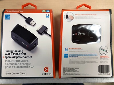 Griffin PowerBlock Plus Wall Charger w/ 30Pin Cable for iPad 1,2,3 iPhone 3G,4S