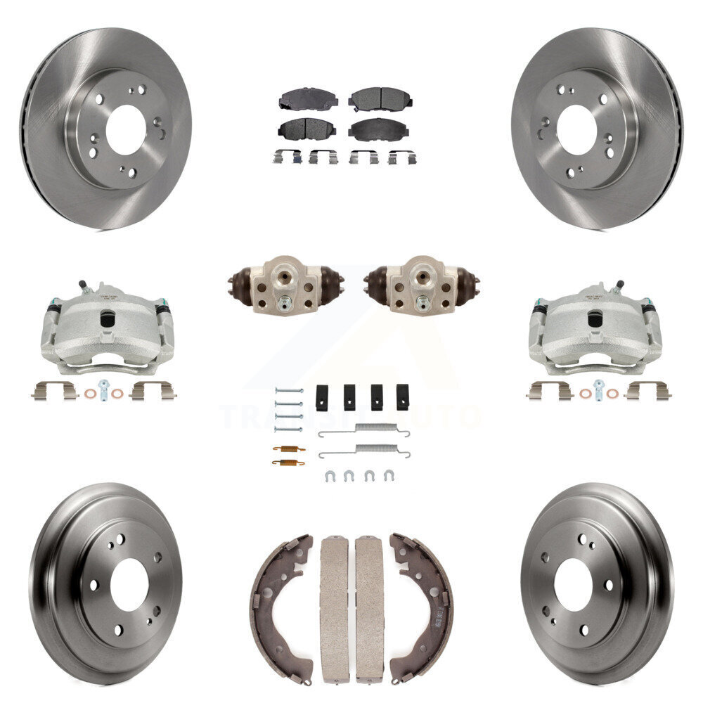 Front Rear Brake Caliper Rotor Drum Ceramic Pad Shoe Cylinder Hardware Kit