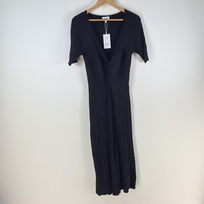 NEW Seed Heritage Dress XL womens knit bodycon midi black short sleeve  109802 | eBay Australia