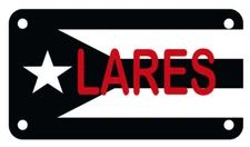Puerto Rico Flag LARES 4" X 7" ATV Motorcycle License Plate Black & White