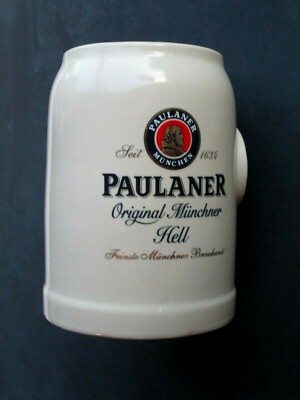 PAULANER Original Munchner HELL Beer Stein WITH MIRROR Paulaner Munchen RARE