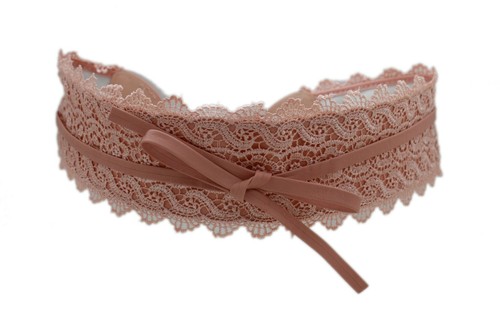 Women Birthday Party Fashion Tie Belt Wrap Around Pastel Pink Flower Lace S M L - Picture 10 of 24