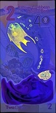US SELLER 2024 East Eastern Caribbean 2 Dollars 40th P 61 Polymer AA Prefix UNC