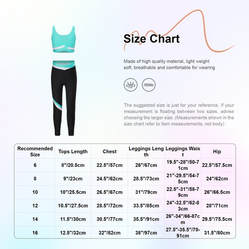 Kids Girls Outfits Yoga Top And Leggings Dance Vest Tracksuits Dancewear 2pcs - Picture 56 of 92