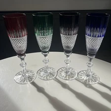 Set of 4 Ajka Cut to Clear Crystal Champagne Flutes - Olinda Majesty Colleen?