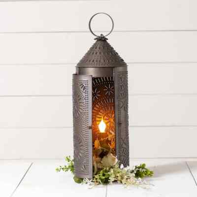 22-Inch Chimney Lantern in Kettle Black Irvins tinware Electric Lantern BrandNew