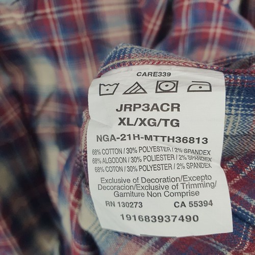 Wrangler Shirt Mens Extra Large TG Red Blue Plaid Button Up Western NEW 10835 - Picture 5 of 13