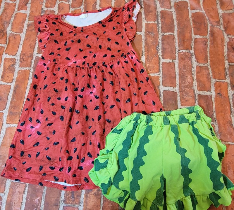 Boutique Girls Watermelon Short Set Sz 8 9 8/9 Guc