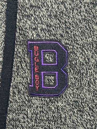 VTG Bugle Boy Varsity Letterman Sweater Cardigan Green Black Spell out Logo 90s - Picture 2 of 9