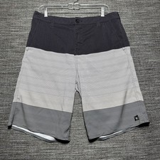 Rip Curl Board Shorts Men's 32 White Gray Striped Mirage Quick Dry Swim Surf
