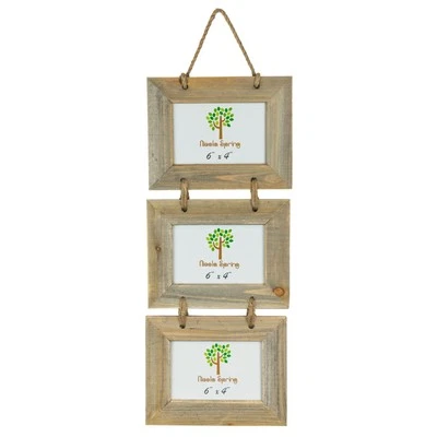 Shabby Chic Style rustique en bois flotté Triple Hanging Cadre photo-6x4" - Photo 1/4
