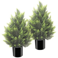 2FT Artificial Topiary Tree Realistic Faux Cedar Pine UV Rated Indoor 2 PK