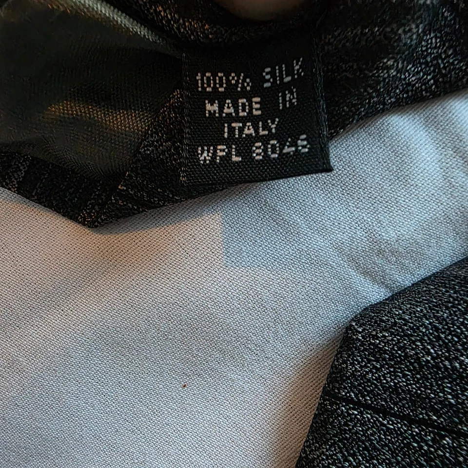 "Corbata a rayas diagonales gris jacquard 100 % seda Alfani hecha en Italia 3,75"" x 57""" Foto 3 de 4