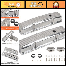 Polished Aluminum Valve Covers With Holes - Retro Finned Design Engine Upgrade Polished Aluminum Valve Covers With Holes - Retro Finned Design Engine Upgrade