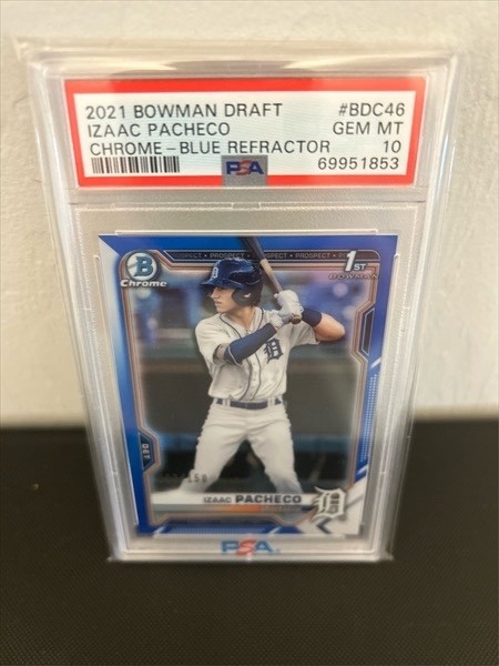 2021 Bowman Draft Chrome Blue Ref Izaac Pacheco PSA 10 97/150