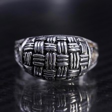 size 9.25, vintage Mexico sterling silver 925 handmade woven braided band ring