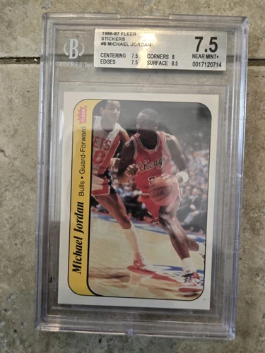 Michael Jordan Rookie Sticker 1986-87 Fleer Basketball #8, BGS 7.5 NM+ 