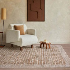 Image of Anders Border AN11 Stripe Scandi Large Area Rugs Geometric Living Room Rug