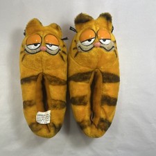 Vintage 1981 Garfield Plush Slippers Size Adult Large 8/9 Used