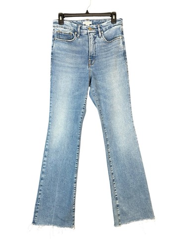 Good American Jeans Size 6 / 28 Women's Good Classic Slim Bootcut Raw Hem Blue