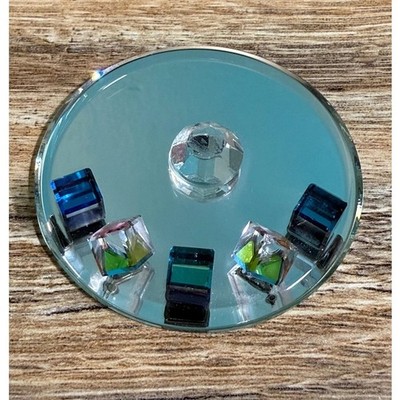 Crystal Mirrored Base Craft Parts Glass Jewel Inlay Round Display Repair 2 inch