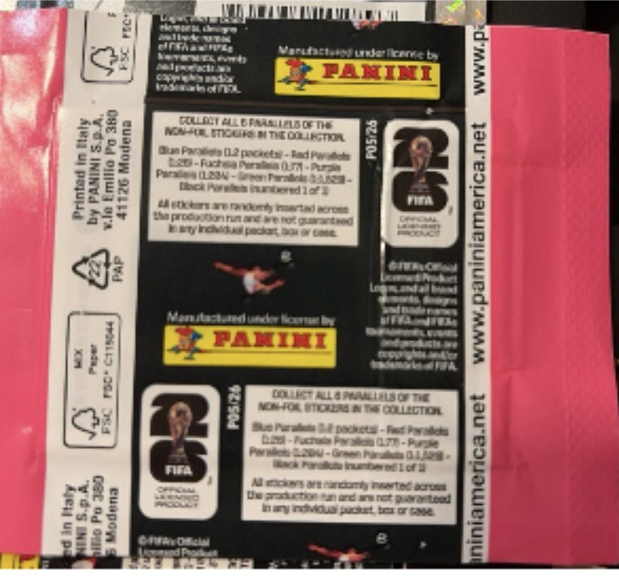 (1) Sealed Pack (7 Stickers) 2026 Panini Wrold Cup Fuchsia Costco FIFA view 2