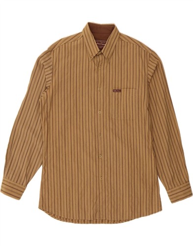 MARLBORO CLASSICS Mens Shirt XL Beige Striped Cotton CL14