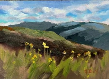 Original Hand painted Oil  Painting on Linen Canvas Daisy Flowers