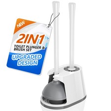 Toilet Plunger and Brush Set, Bowl Brush and Heavy Duty Toilet Plunger with V...